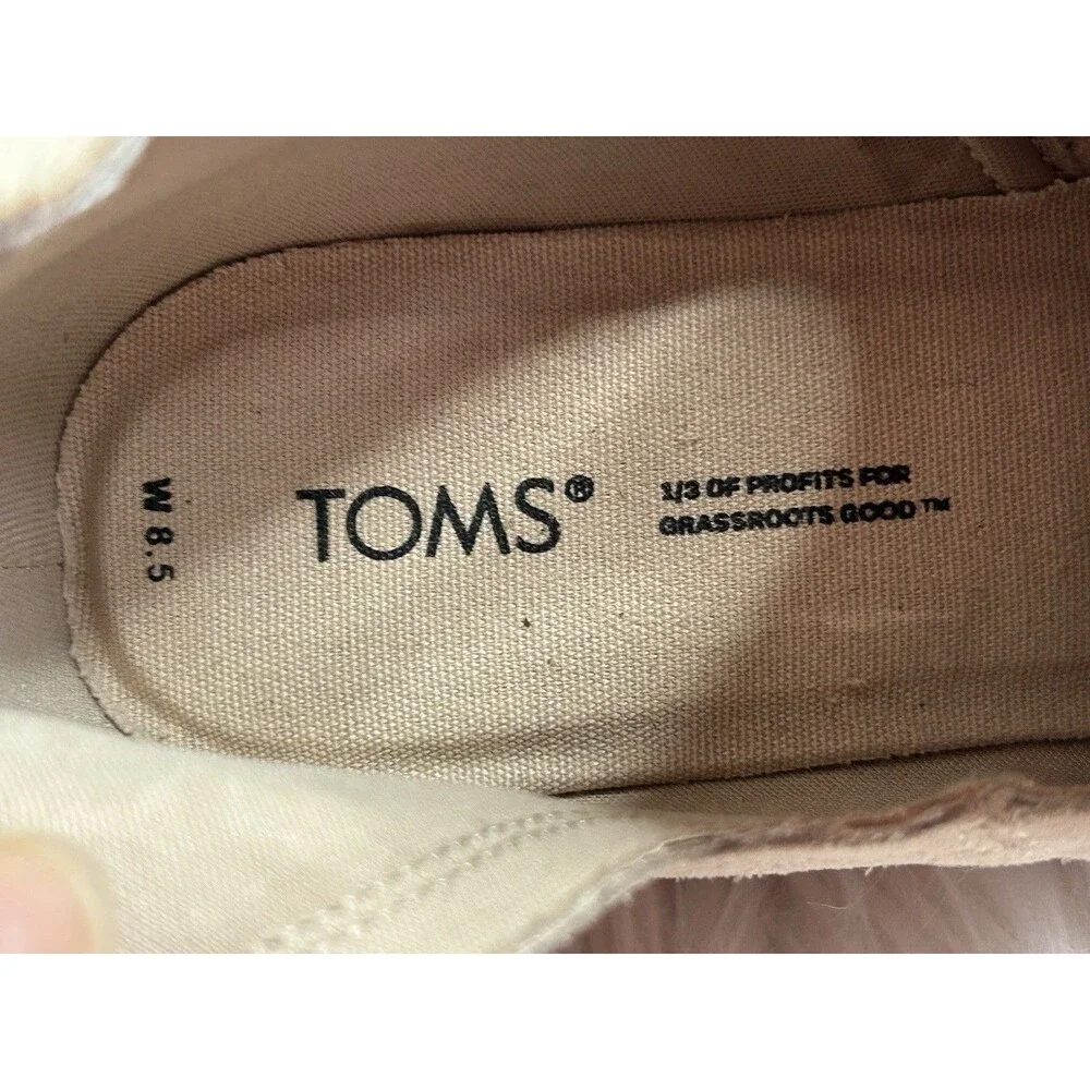 TOMS Women’s 8.5 Sand Beige Leather Wedge Ankle Booties Neutral Boho Career